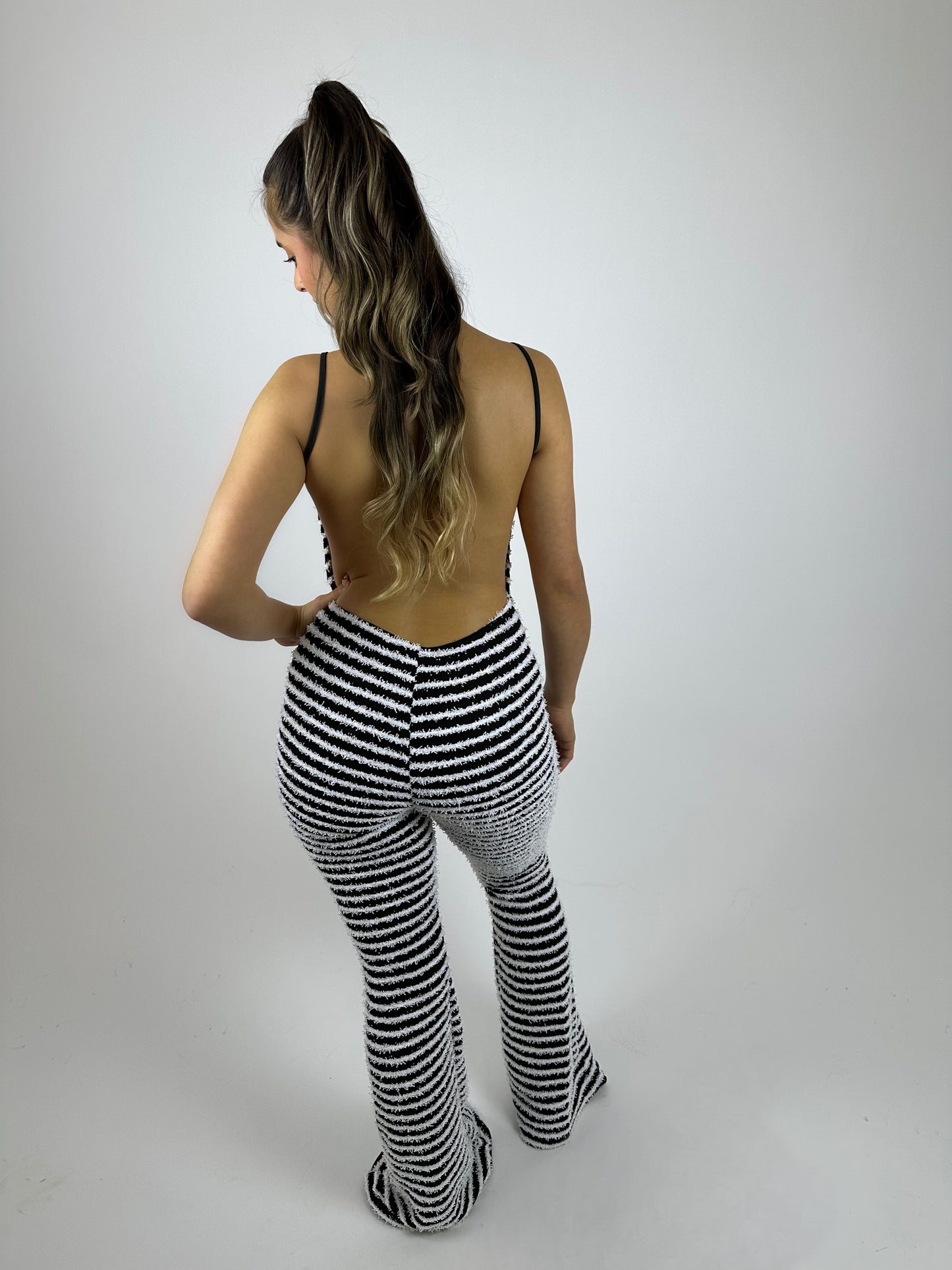 Striped Open Back Jumpsuit