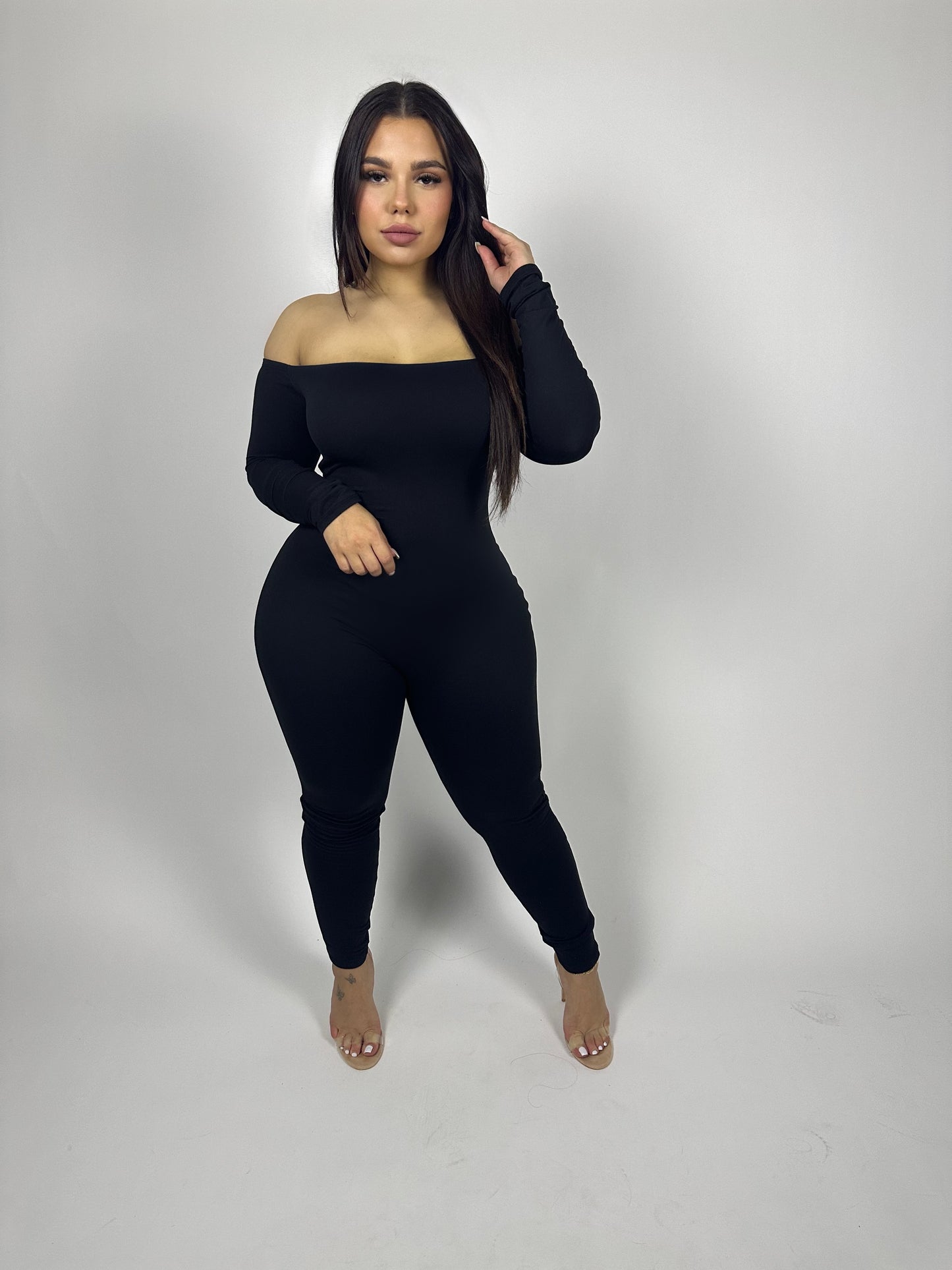 black catwomen long sleeve jumpsuit 